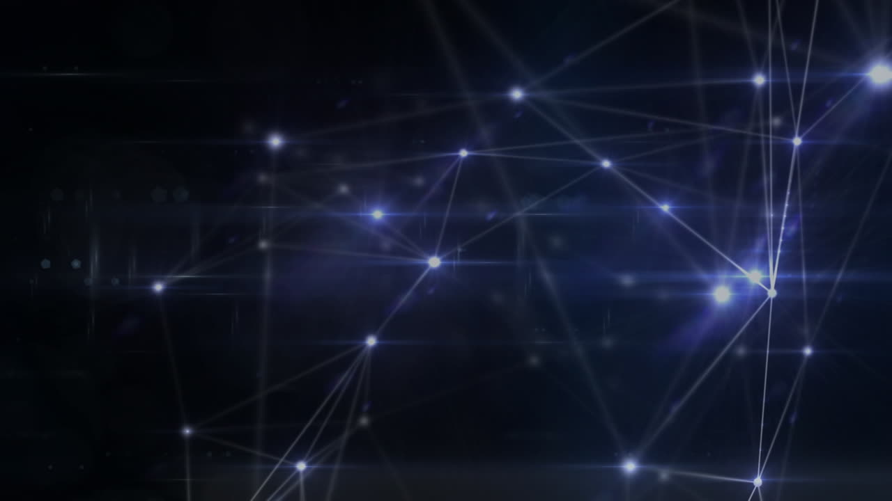 animación de luces y conexiones sobre fondo negro