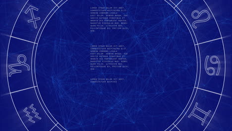 animación del procesamiento de datos y el horóscopo sobre fondo azul