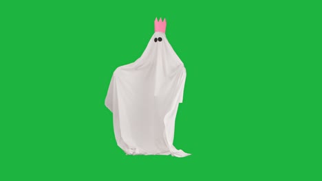el disfraz de fantasma en la pantalla verde
