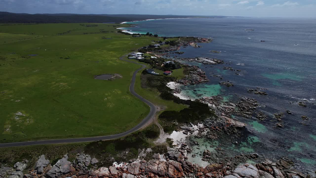 Rocky Coast And Seascape, Suicide Beach, The Gardens, Tasmania, Australia - Aerial Pullback