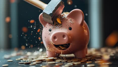 hammering a piggy bank