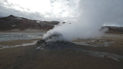 actividad geotérmica de azufre en islandia. movimiento lento