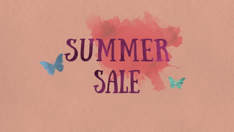 venta de verano con mariposa en textura de pintura