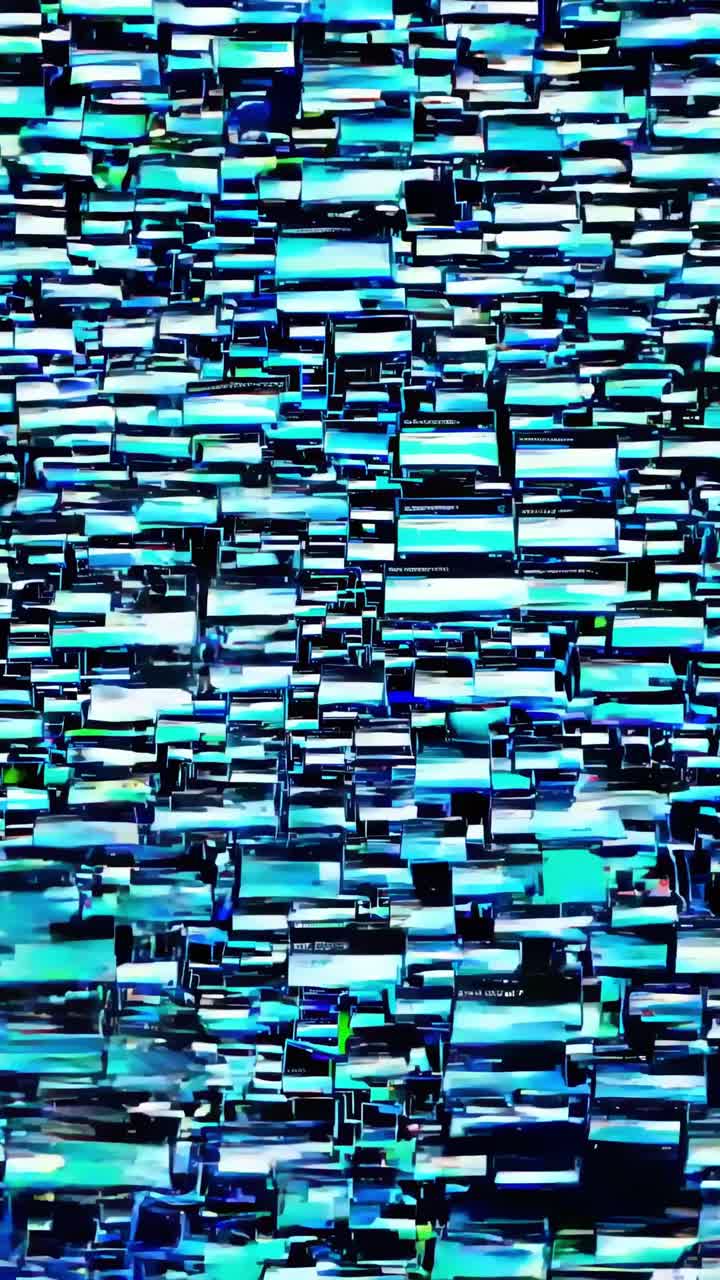 Abstract video concept with a futuristic style, featuring a close-up angle of fragmented digital