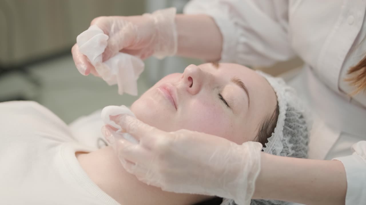 얼굴 주사 절차를 수행하는 미용 전문가