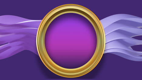 animation of gold frame with purple over layers waving on purple background