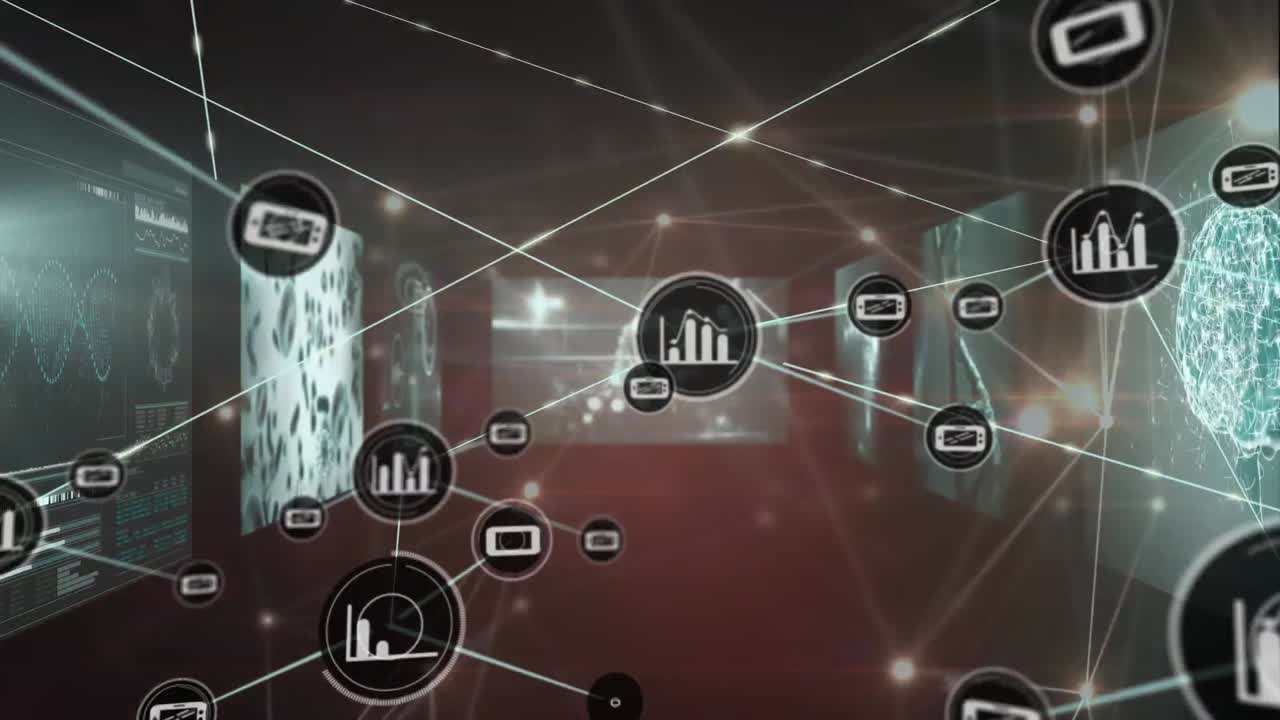 Animation af netværk af forbindelser over databehandling