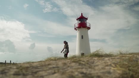 germany's northernmost lighthouse on sylt in list with nice clouds and sunshine