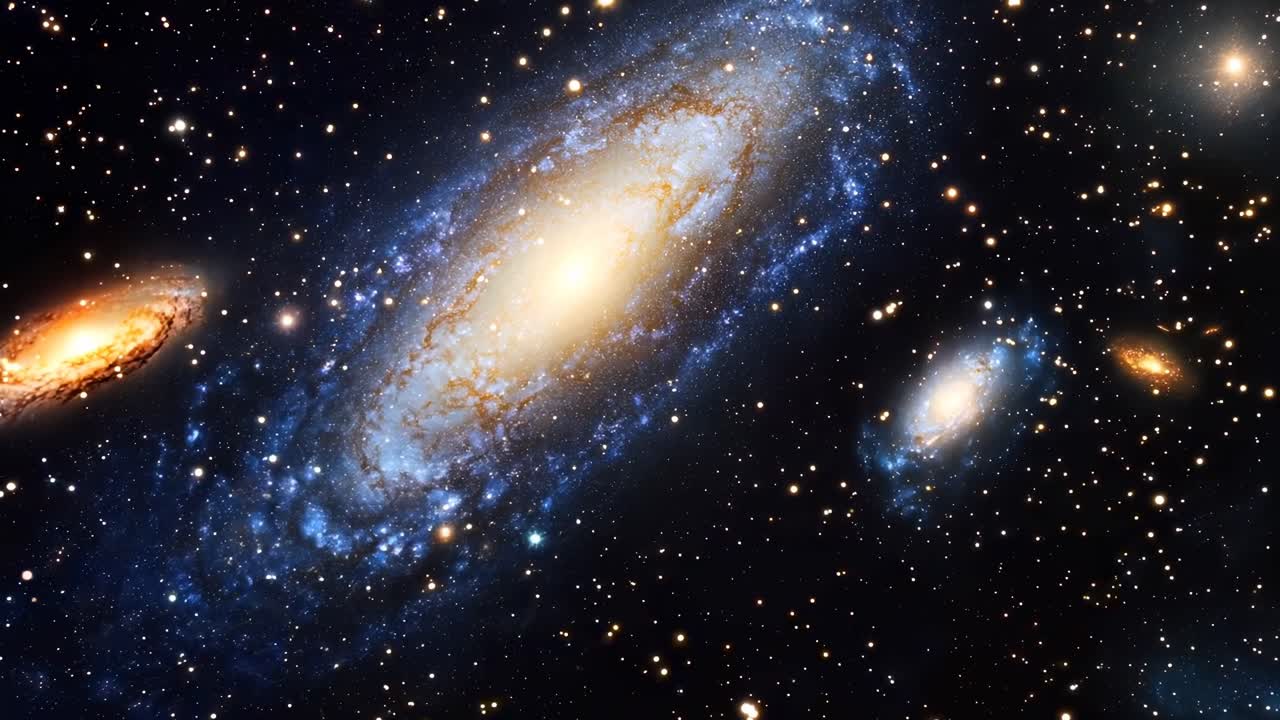 A cosmic video concept showcasing galaxies and stars from a wide-angle perspective