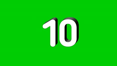 3d number 10 ten sign symbol animation motion graphics icon on green screen background,the number reveal on smoke,cartoon video number for video elements