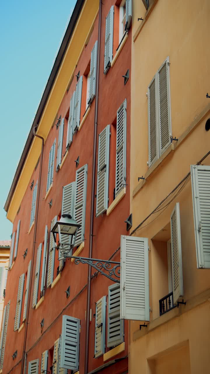 Charming European Building Facade with Shutters