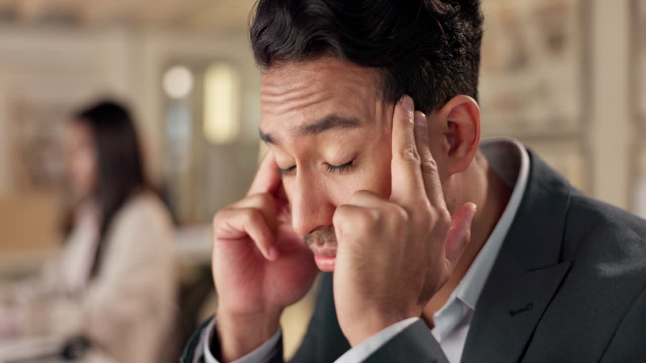 두통, 통증과 밤에 사업가