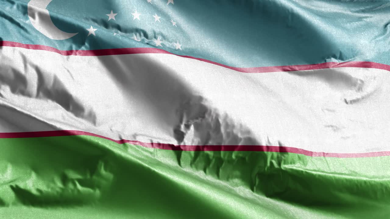 우즈베키스탄의 섬유 발이 바람에 흔들리며, 우즈베크의 발은 바람에서 흔들리고, 직물 섬유 조직은 완전히 채우는 배경, 10 초 루프.