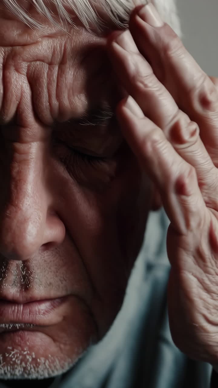 Elderly man suffering from a headache or pain