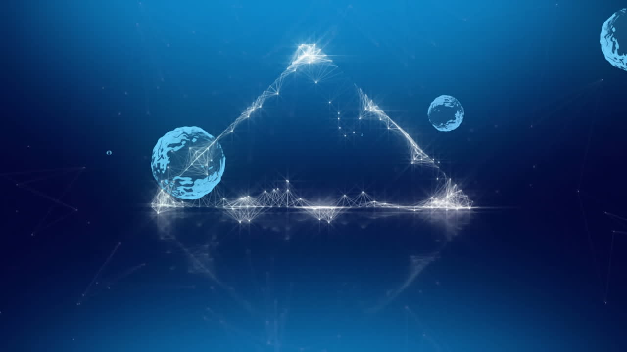 디지털 삼각형 위의 지구의 애니메이션