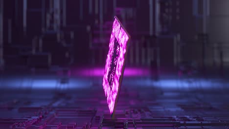 renderización en 3d de un chip de procesador brillante