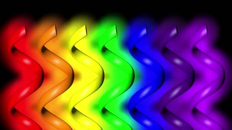 abstract shapes with rainbow colors on black background