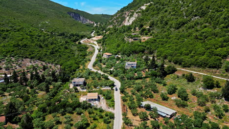 Winding-dirt-road-at-mediterranean-valley-base-leads-to-Daiving-Beach-Navagio-Greece