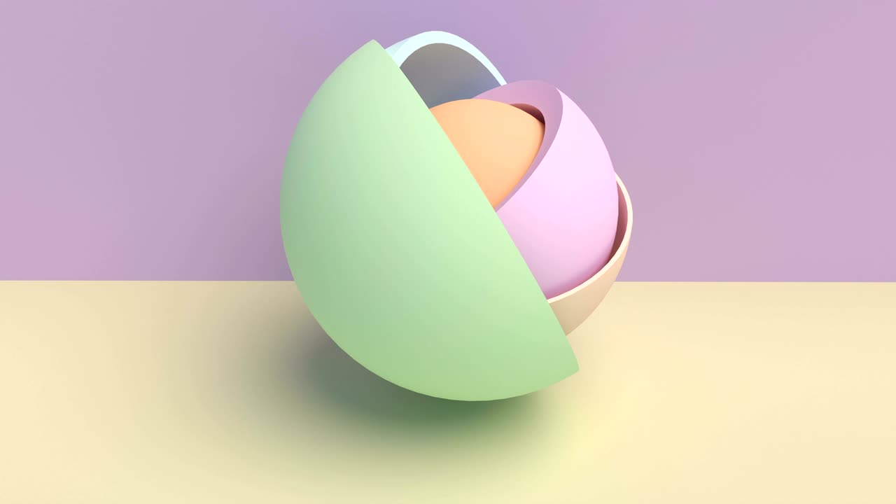 3d 미니멀 모션 디자인, 컬러 구의 애니메이션, 4k