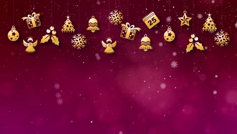 A-Christmas-and-New-Year-animation-with-drop-down-graphic-icons-associated-with-seasonal-winter-holiday-landscape-with-snow-falls-and-snowdrifts-theme-background