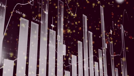animación del gráfico y los puntos que se mueven sobre fondo marrón
