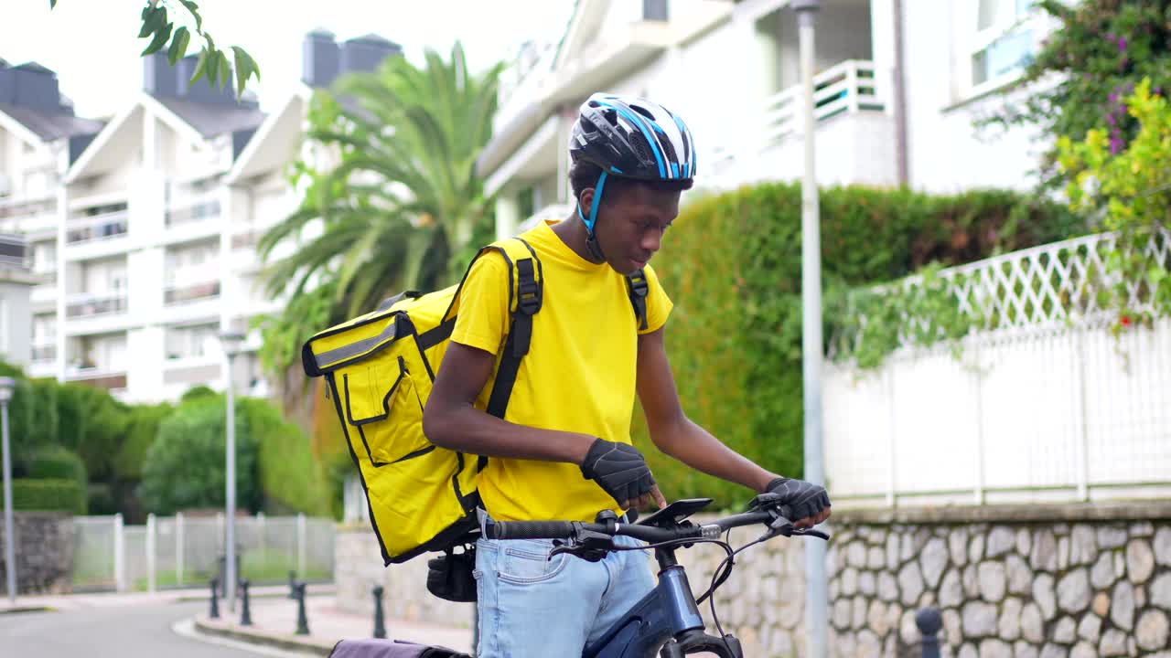 Delivery courier on bicycle