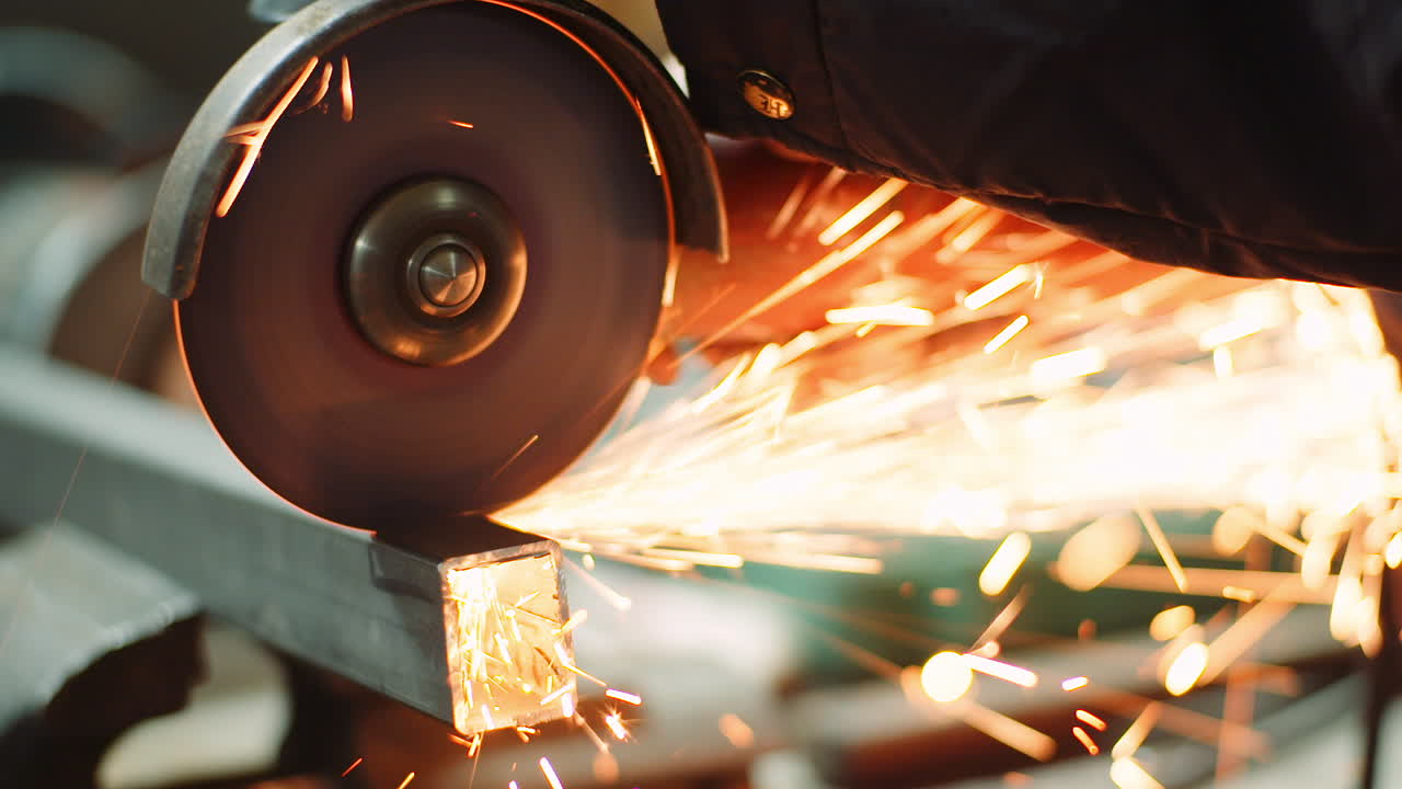 작업장에서 금속을 절단하는 앵글 그라인더 14