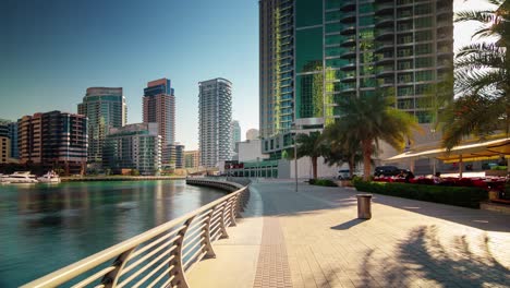 dubai marina sunny day walking bay panorama 4k time lapse united arab emirates