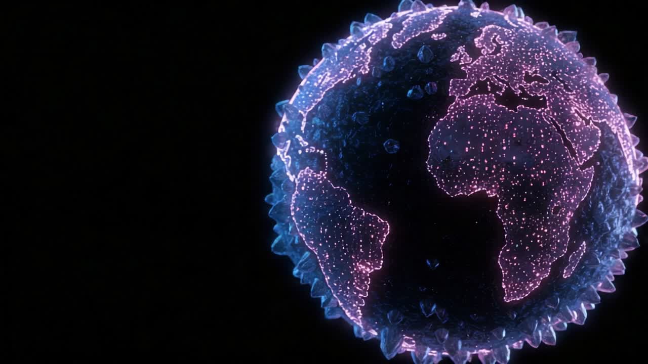 A Stunning Visualization of Earth with Vibrant Geometric Patterns, Illuminated by Shimmering Lights Representing Connectivity Across Continents