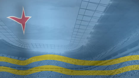 animation of flag of aruba over sports stadium