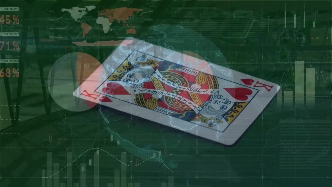 animación del procesamiento de datos y globo sobre la tarjeta.