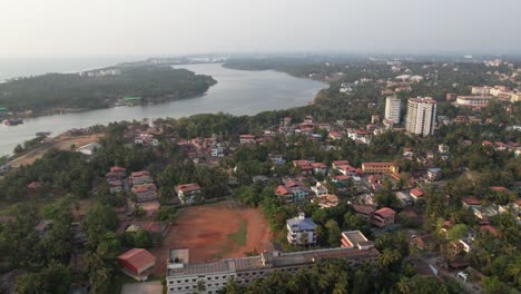 aerial view of the gurupura river and the city of mangalore