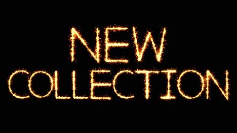 new collection text sparkler writing with glitter sparks particles firework on black 4k loop