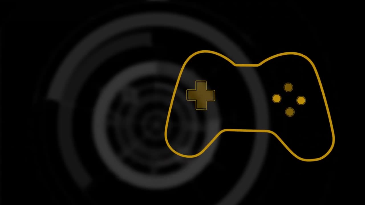 노란색 비디오 게임 로고의 애니메이션