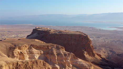 aerial view of masada fortress and the dead sea landscape