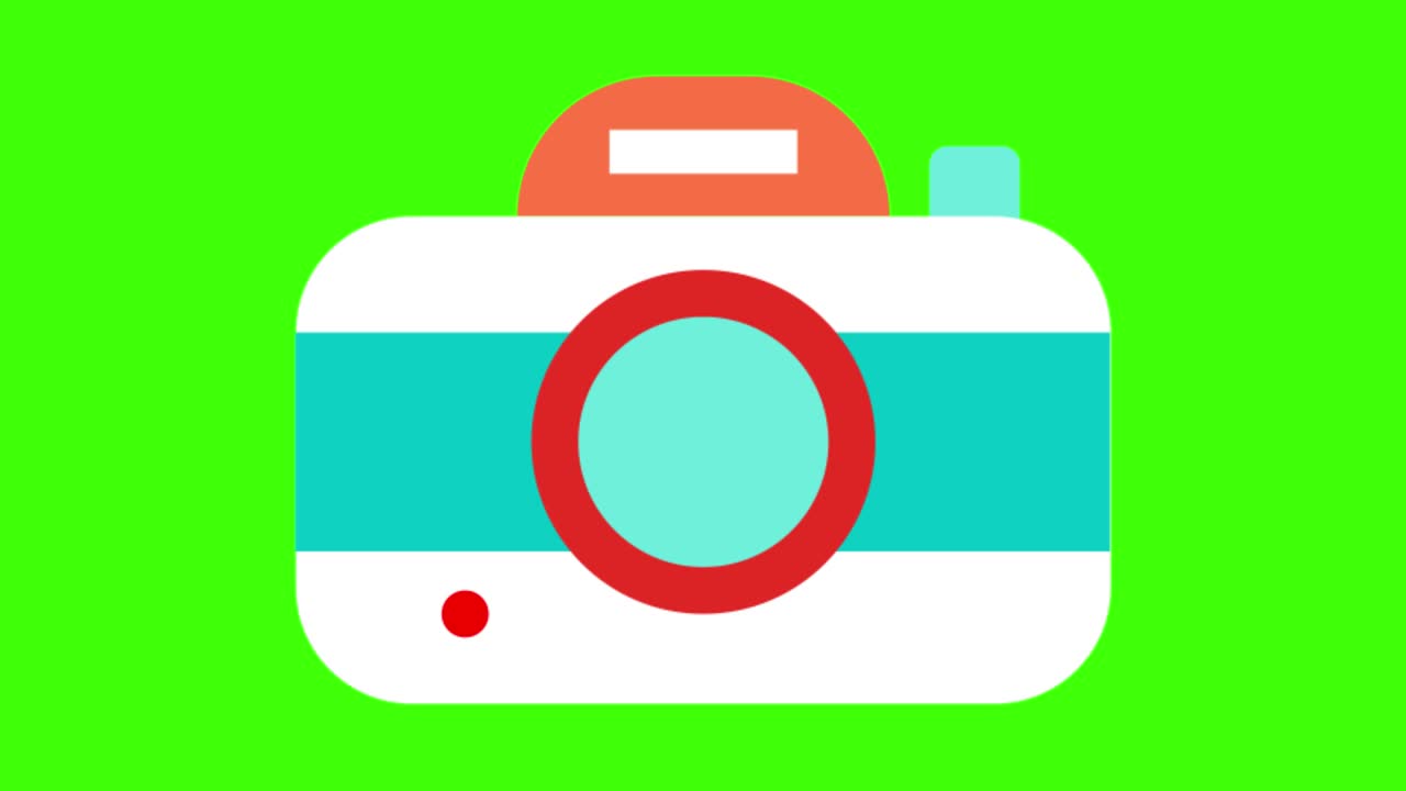 녹색 화면에 있는 카메라 아이콘의 애니메이션