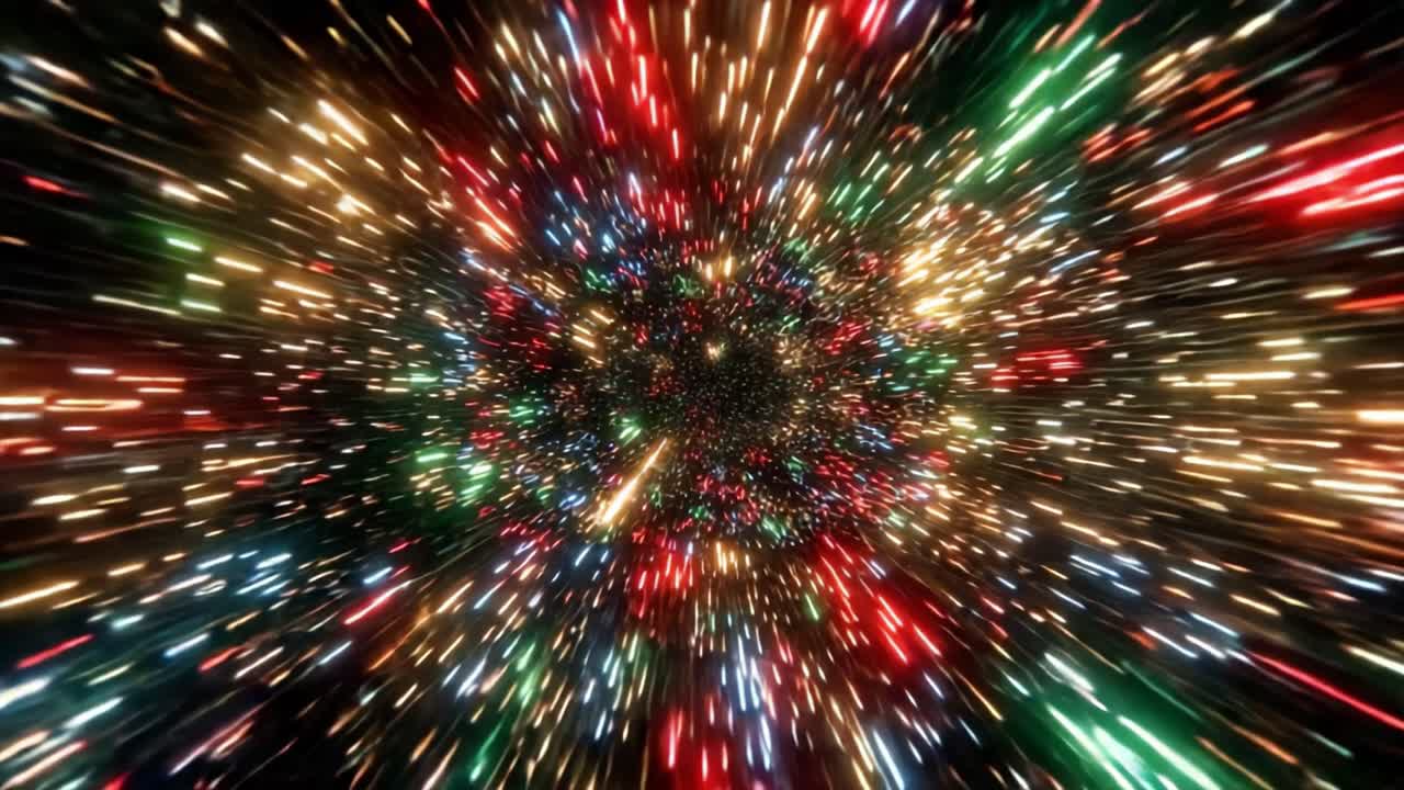 A Dynamic Celebration of Colors: A Colorful Explosion of Light Captured in Two Frames, Reflecting Vibrant Energy and Movement in a Cosmic Dance of Sparkling Particles