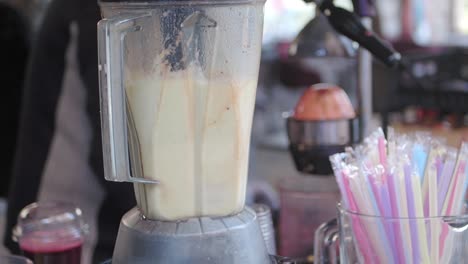 making a smoothie in a blender