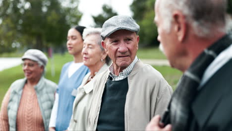 group of elderly people with a healthcare worker
