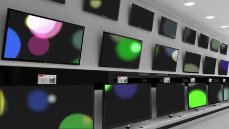 Televisions-displayed-on-a-store-wall