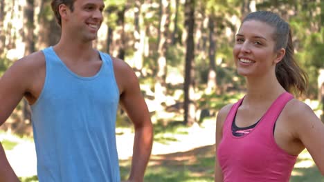 athletic couple taking a break