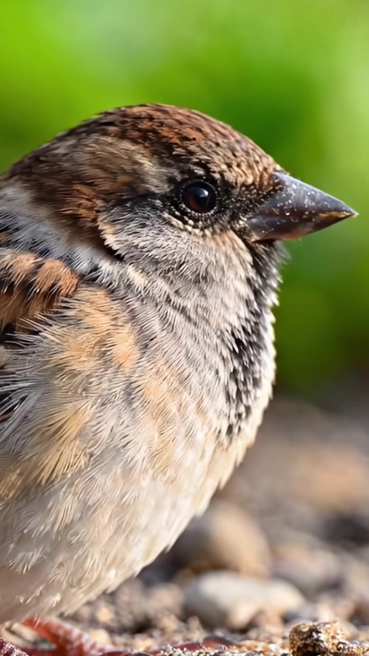 Primo piano di un passero: catturare le complessità della bellezza della natura in due inquadrature, evidenziando le caratteristiche delicate e le linee eleganti di questo affascinante uccello