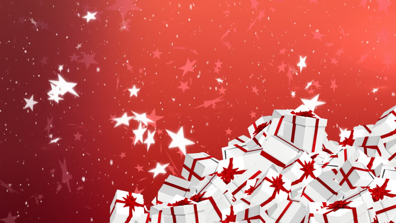 nieve cayendo y regalos de navidad