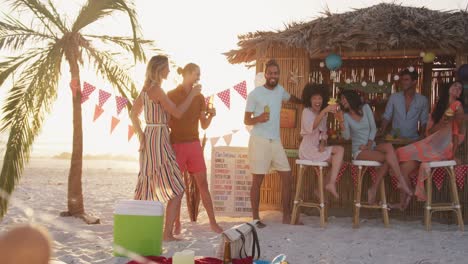 Amigos-Disfrutando-De-Una-Fiesta-En-La-Playa