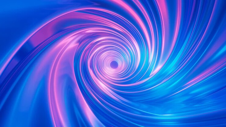 Vibrant Abstract Swirling Tunnel with Blue and Pink Neon Lights