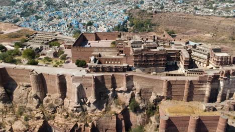 Antena-Del-Fuerte-De-Mehrangarh-En-Jodhpur,-Rajasthan,-India