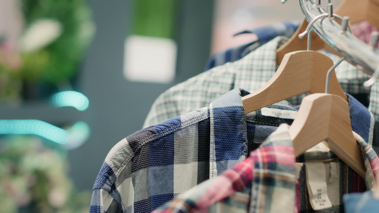 ropa en colgadores en una boutique de moda