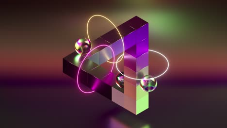 abstract geometric illusion with neon light