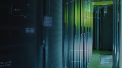 animación de un texto y procesamiento de datos digitales a través de servidores informáticos
