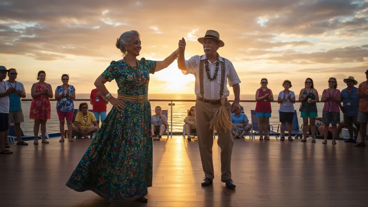 A Joyous Dance Performance Against a Stunning Sunset Backdrop, Capturing the Spirit of Celebration and Joyful Expression Among Enthusiastic Onlookers